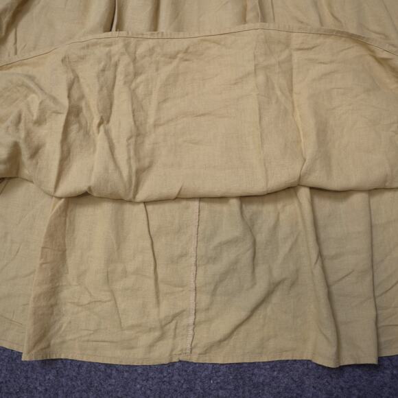 Matty M Tiered Midi Skirt Mustard Yellow Sz L Linen Blend Feminine Boho Pockets - Picture 6 of 9